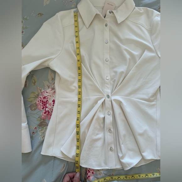 Cinq à Sept Isabelle Ruched Front Shirt Ivory Color Size Large NWT - Picture 6 of 15
